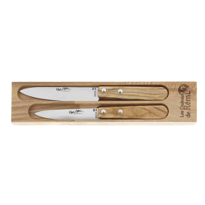 COFFRET 2 COUTEAUX OFFICE INOX OLIVIER ROGER ORFEVRE