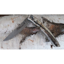 Lame DAMAS Couteau de Poche Le Thiers® RLT Claude Dozorme – Corne de Bélier