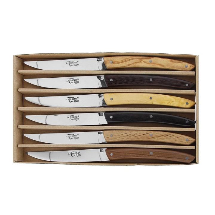 COFFRET 6 COUTEAUX LE THIERS BJB BOIS ASSORTIS
