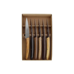 COFFRET 6 COUTEAUX LE THIERS BJB CAMPAGNE BOIS ASSORTIS