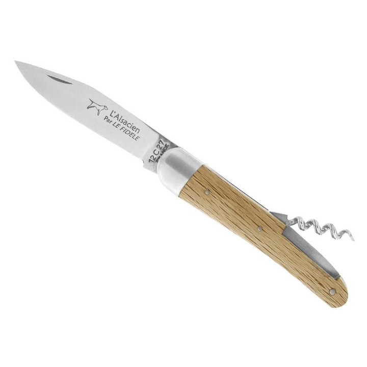 Couteau de Poche « L'Alsacien » 2 Pièces 10,5 cm Le Fidèle – Manche en Bois de Chêne