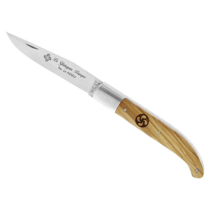 Couteau de Poche « Le Yatagan Basque » 11,5 cm Le Fidèle – Manche en Bois d'Olivier