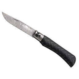 Couteau de Poche Old Bear® Classical Noir / Aluminium – Taille M – Lame Damas