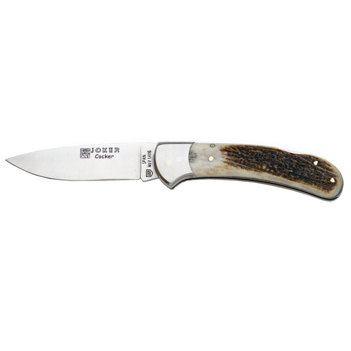 Couteau pliant de chasse Joker Cocker JK47NC – Manche bois de cerf & mitre inox