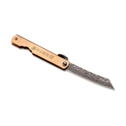 Couteau pliant Böker Higonokami Kinzoku Damascus 01PE311 – Lame Damas & Manche cuivre