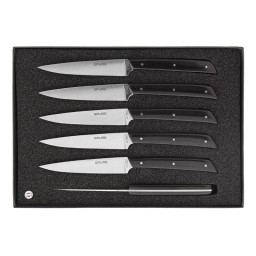 Coffret de 6 Couteaux de Table Au Sabot « Épure » – Manche Composite Noir