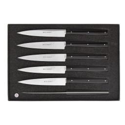 Coffret de 6 Couteaux de Table Au Sabot « Sakura » – Manche Composite Noir