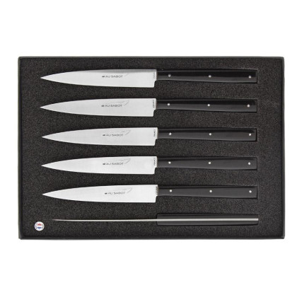 Coffret de 6 Couteaux de Table Au Sabot « Sakura » – Manche Composite Noir