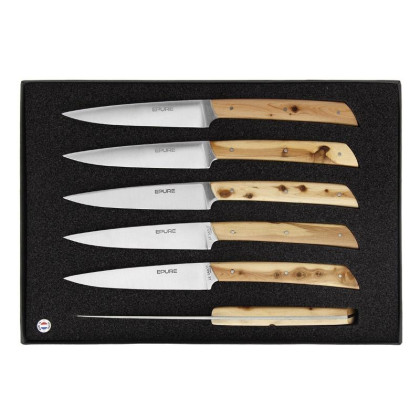 Coffret de 6 Couteaux de Table Au Sabot « Épure » 21 cm – Plein Manche Genévrier