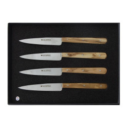 Coffret de 4 Couteaux de Table / Office Au Sabot « 1870 » 21 cm – Manche Olivier