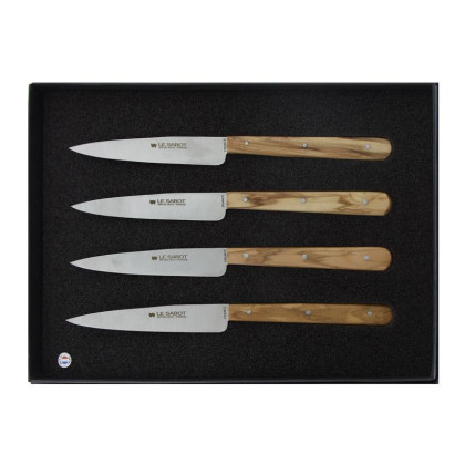Coffret de 4 Couteaux de Table / Office Au Sabot « 1870 » 21 cm – Manche Olivier