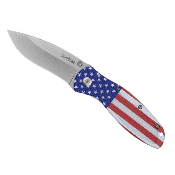 Couteau Pliant Kershaw Blur USA Flag – Lame 14C28N & Manche Drapeau Américain (Réf. 1670USA)
