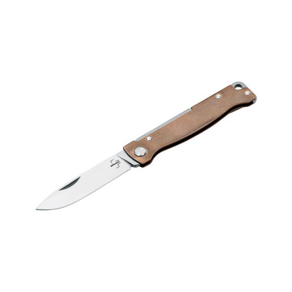 Couteau pliant Böker Plus Atlas Brass 01BO853 – Acier 14C28N & Manche en Laiton