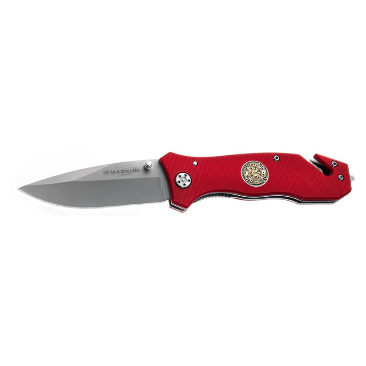 Couteau de secours Böker Magnum Fire Brigade 01MB366 – Lame d'intervention & Insigne Pompiers