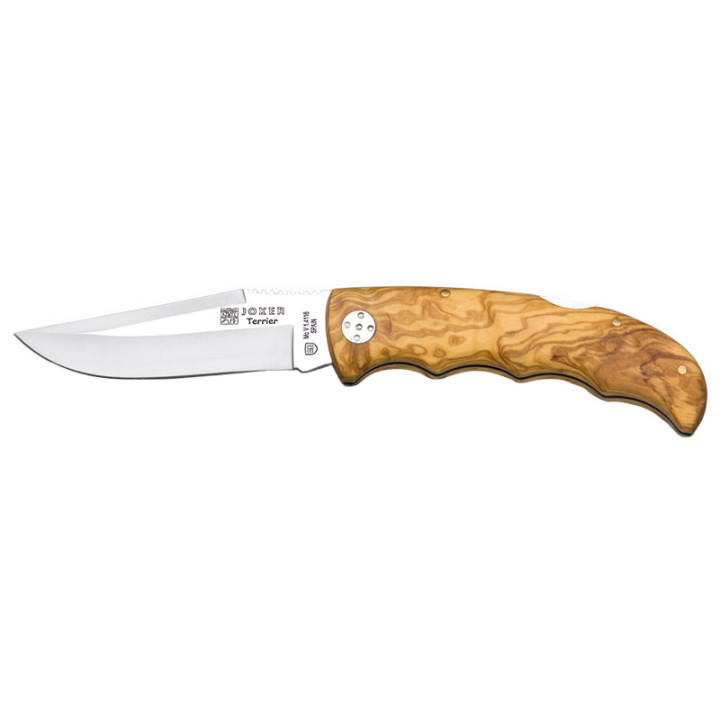 Couteau pliant artisanal Joker Terrier JK18NO – Acier MoVa & Manche en Olivier