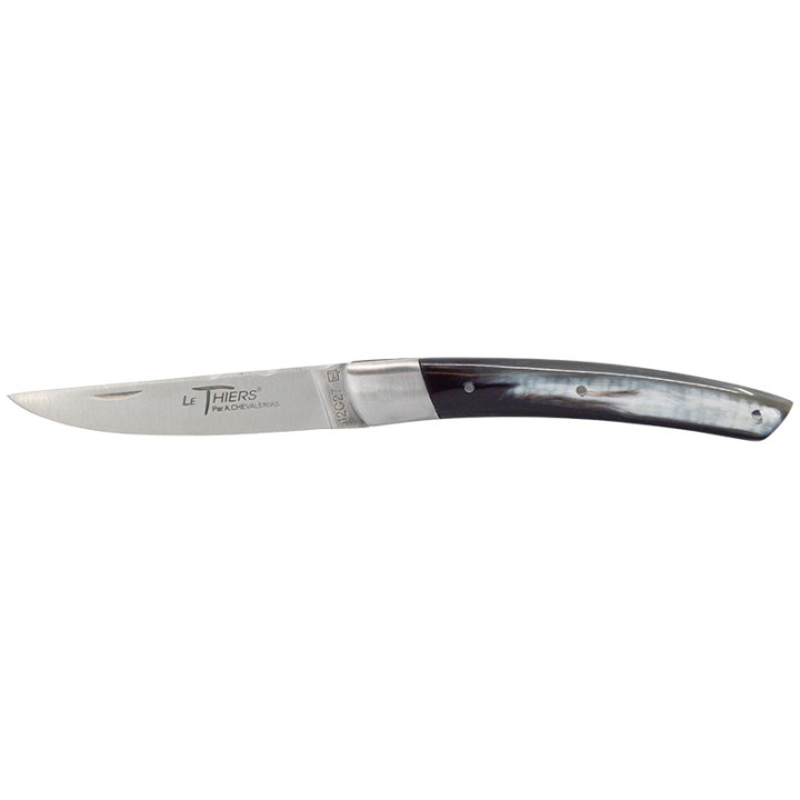 Couteau artisanal Le Thiers 1 Pièce Corne Noire Chevalerias CH2111301 – Acier 12C27
