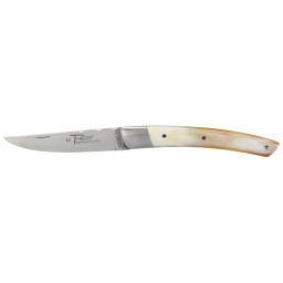 Couteau artisanal Le Thiers 1 Pièce Corne Claire & Mitre Inox Chevalerias – Acier 12C27