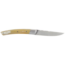 Couteau artisanal Le Thiers 1 Pièce Corne Claire & Mitre Inox Chevalerias – Acier 12C27