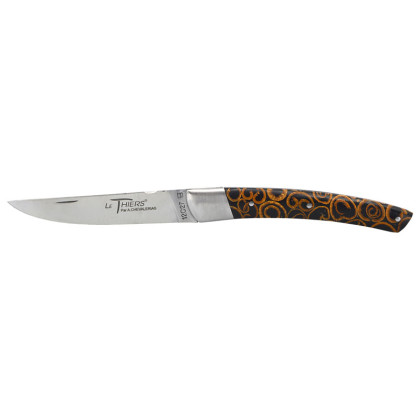 Couteau artisanal Le Thiers 1 Pièce Cannelle Noir & Mitre Inox Chevalerias – Acier 12C27