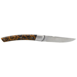 Couteau artisanal Le Thiers 1 Pièce Cannelle Noir & Mitre Inox Chevalerias – Acier 12C27