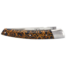 Couteau artisanal Le Thiers 1 Pièce Cannelle Noir & Mitre Inox Chevalerias – Acier 12C27