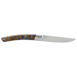 Couteau artisanal Le Thiers 1 Pièce Cannelle Turquoise & Mitre Inox Chevalerias – Acier 12C27