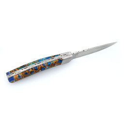 Couteau artisanal Le Thiers 1 Pièce Cannelle Turquoise & Mitre Inox Chevalerias – Acier 12C27