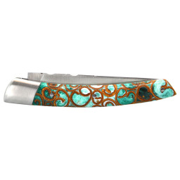 Couteau artisanal Le Thiers 1 Pièce Cannelle Vert & Mitre Inox Chevalerias – Acier 12C27