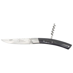 Couteau artisanal Le Thiers 2 Pièces Corne Noire & Tire-Bouchon Chevalerias – Acier 12C27