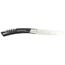 Couteau artisanal Le Thiers 2 Pièces Corne Noire & Tire-Bouchon Chevalerias – Acier 12C27