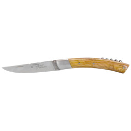 Couteau artisanal Le Thiers 2 Pièces Bois d'Olivier & Tire-Bouchon Chevalerias – Acier 12C27
