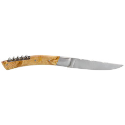Couteau artisanal Le Thiers 2 Pièces Bois d'Olivier & Tire-Bouchon Chevalerias – Acier 12C27