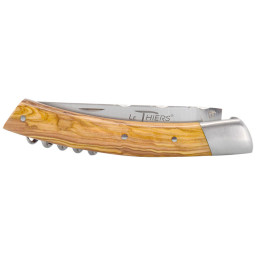 Couteau artisanal Le Thiers 2 Pièces Bois d'Olivier & Tire-Bouchon Chevalerias – Acier 12C27