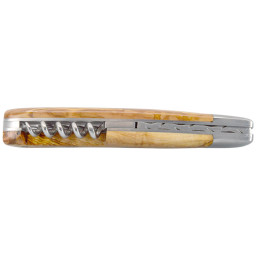 Couteau artisanal Le Thiers 2 Pièces Bois d'Olivier & Tire-Bouchon Chevalerias – Acier 12C27