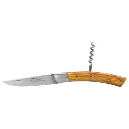 Couteau artisanal Le Thiers 2 Pièces Bois d'Olivier & Tire-Bouchon Chevalerias – Acier 12C27
