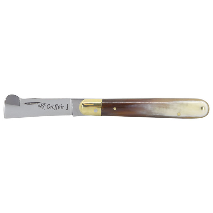 Greffoir Droit Artisanal Chevalerias CH3031102 – Lame 50mm & Corne Pressée Claire