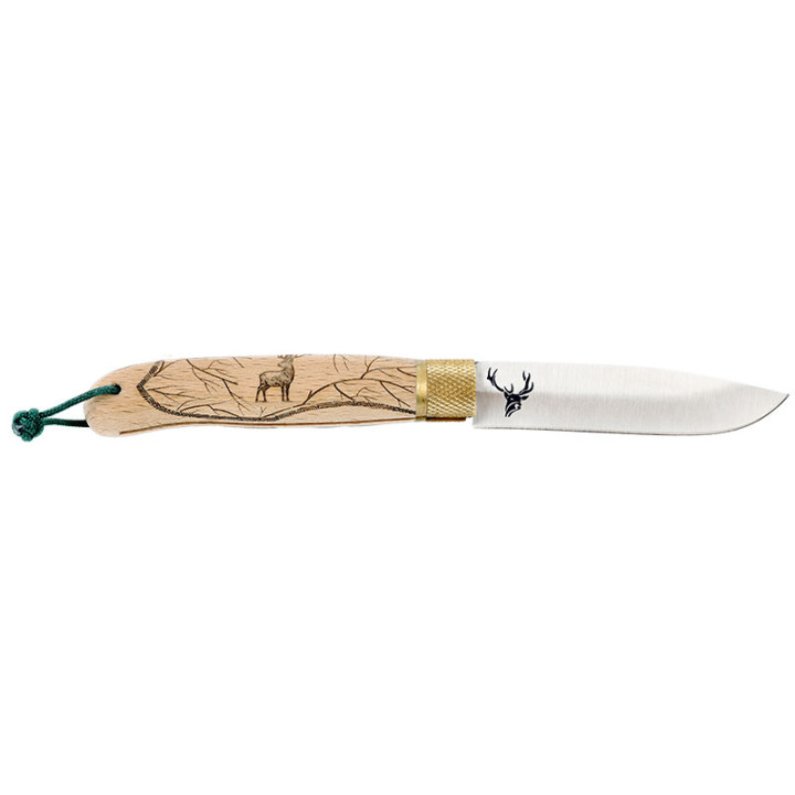 Couteau Pliant Décalé Série Chasse Focus Cerf – Lame 90mm & Hêtre