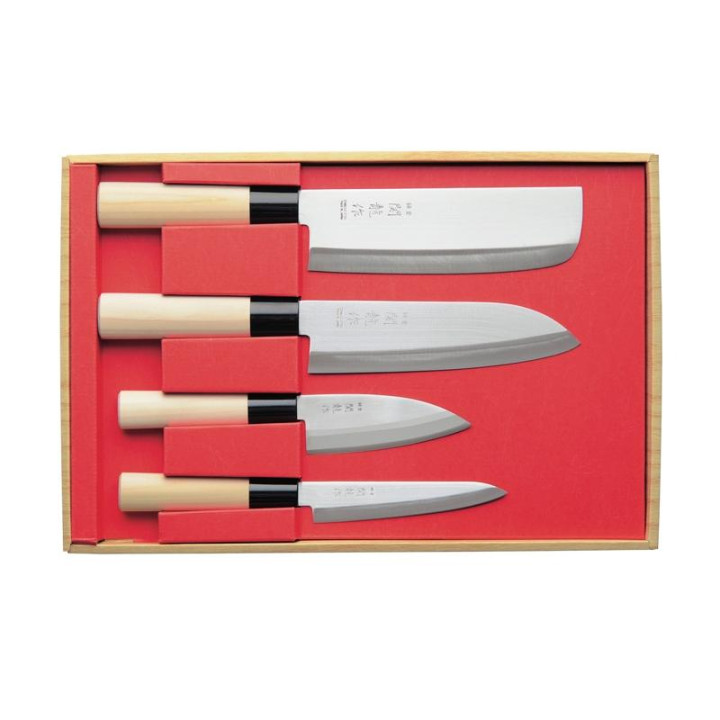 Coffret 4 Couteaux Japonais Sekiryu - Nakiri Santoku