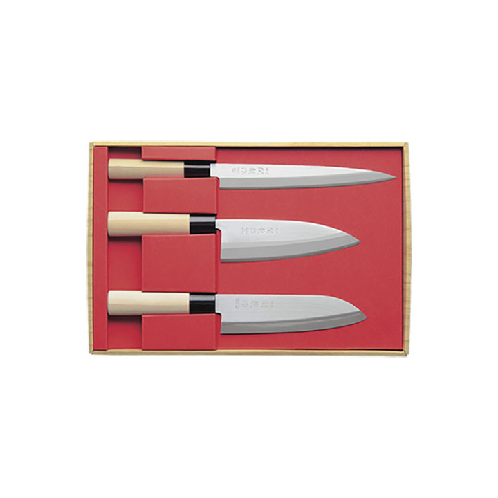 Coffret 3 Couteaux Japonais Sekiryu SR801 - Santoku, Deba & Sashimi