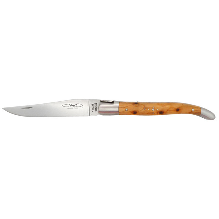 Couteau TMC Laguiole pièce - Lame 14C28 - Manche Genévrier 12cm