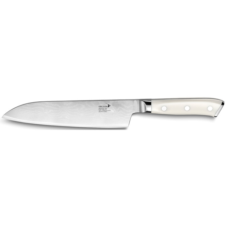 Couteau Deglon Damas - Santoku 180 mm, lame Damas 18cm manche en Corian