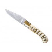 Couteau Laguiole GILLES® « SPORT », lame damas  à cran manche 13 cm corne de bélier
