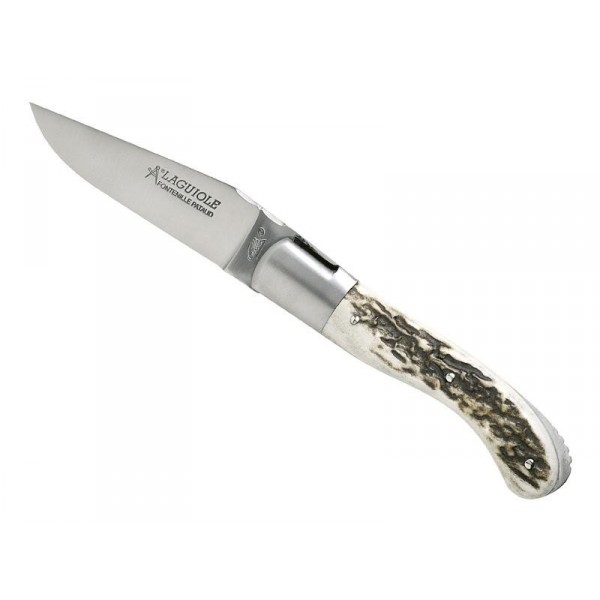 Couteau Laguiole GILLES® « SPORT », lame mate à cran manche 13 cm cerf véritable