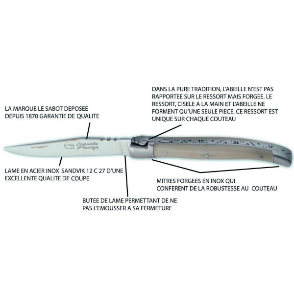 Couteau L'Armor manche ébène avec lien cuir AU SABOT
