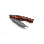 Couteau RAVEN manche G10 Orange Noir, finition Black Titanium