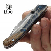 Couteau C63 CUSTOM Titanium Bouleau bleu stabilisé liner-lock, couteau LUG